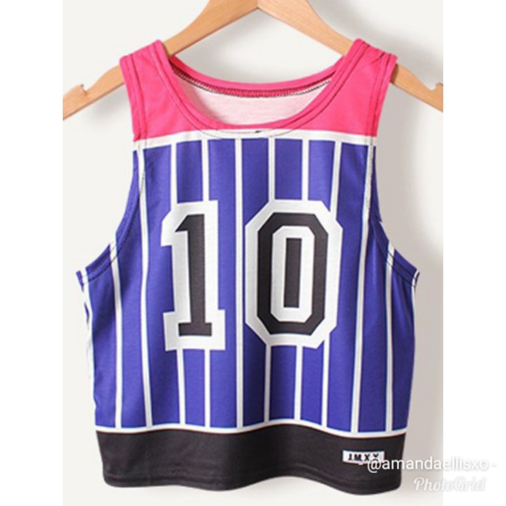 Cropped Jersey Style Athletic Top